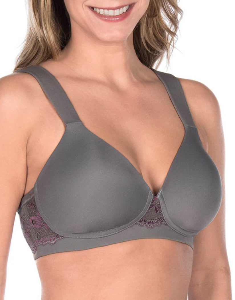 Storm Grey Front Leading Lady Brigitte Lace Wirefree Padded Comfort Bra Storm Grey 5215