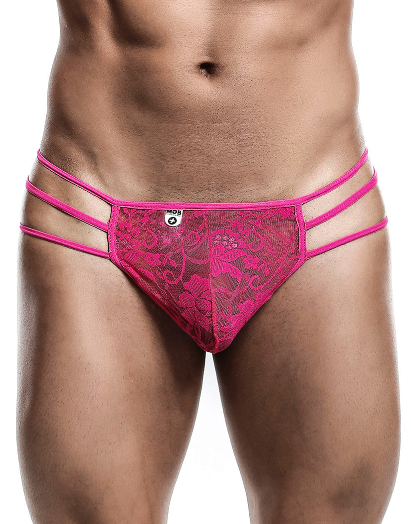 Hot Pink Front MOB Triple Lace G-String Underwear MBL10
