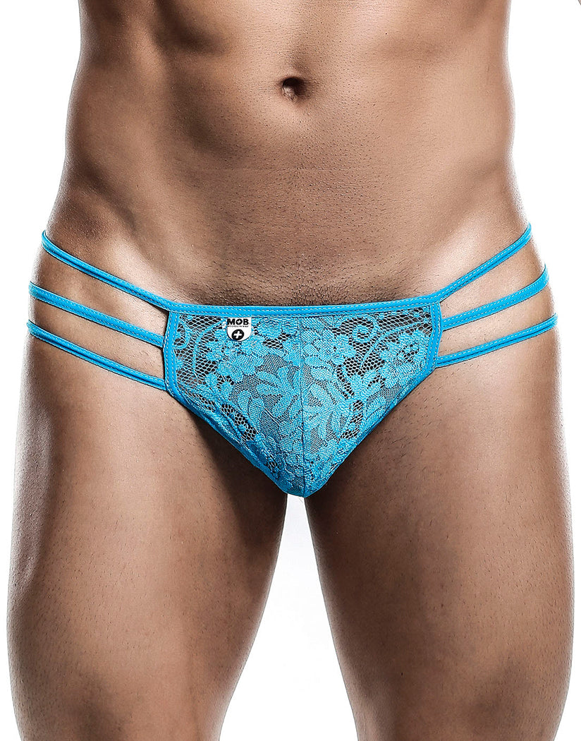 Turquoise Front MOB Triple Lace G-String Underwear MBL10