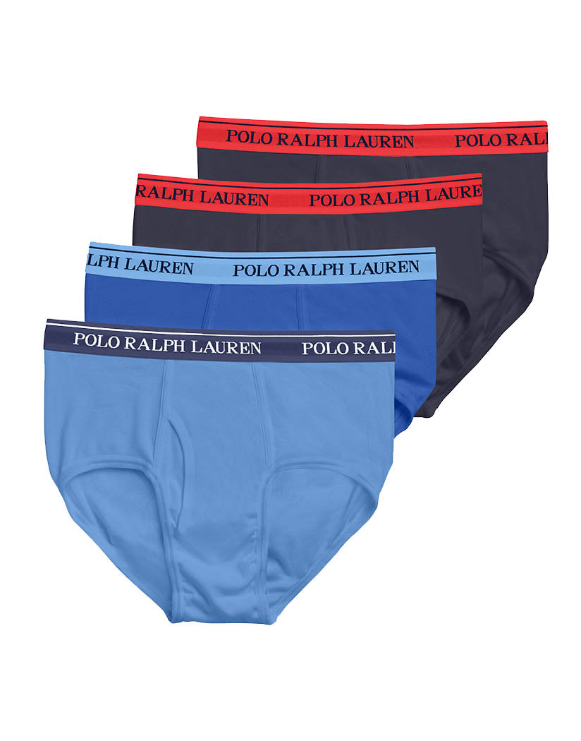 Aerial Blue/ Rugby Royal/ Cruise Navy/ Cruise Navy Flat Polo Ralph Lauren 4-Pack Classic Fit Brief with Wicking RCF3P4