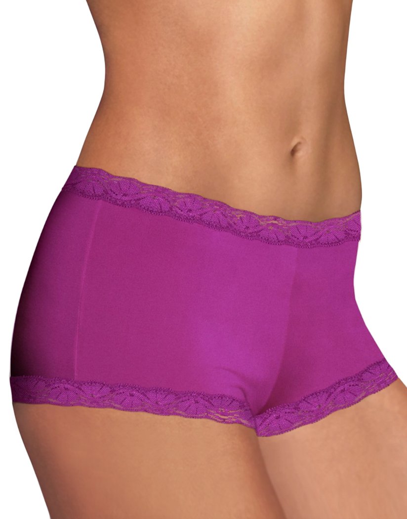 Maidenform Lace Trim Microfiber Boyshort Underwear 40760 In Lavendar  Sparkle