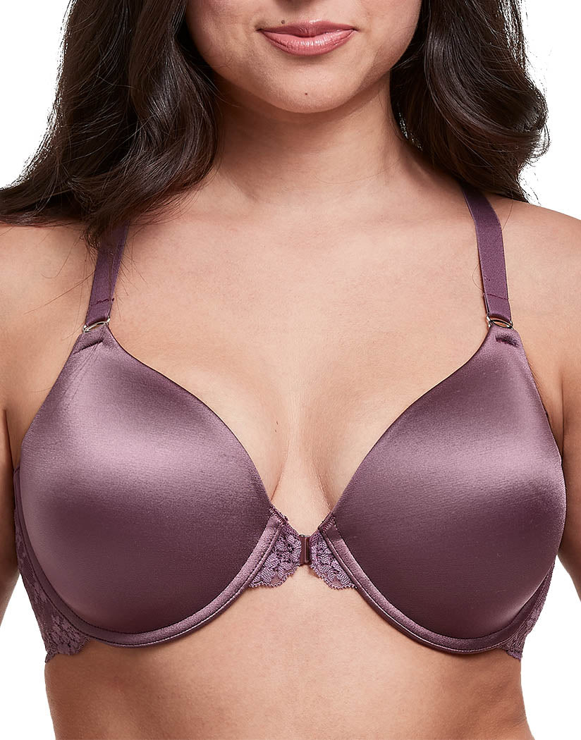 Currant Purple Front Maidenform One Fab Fit Lace Front Closure T-Back Bra 07112