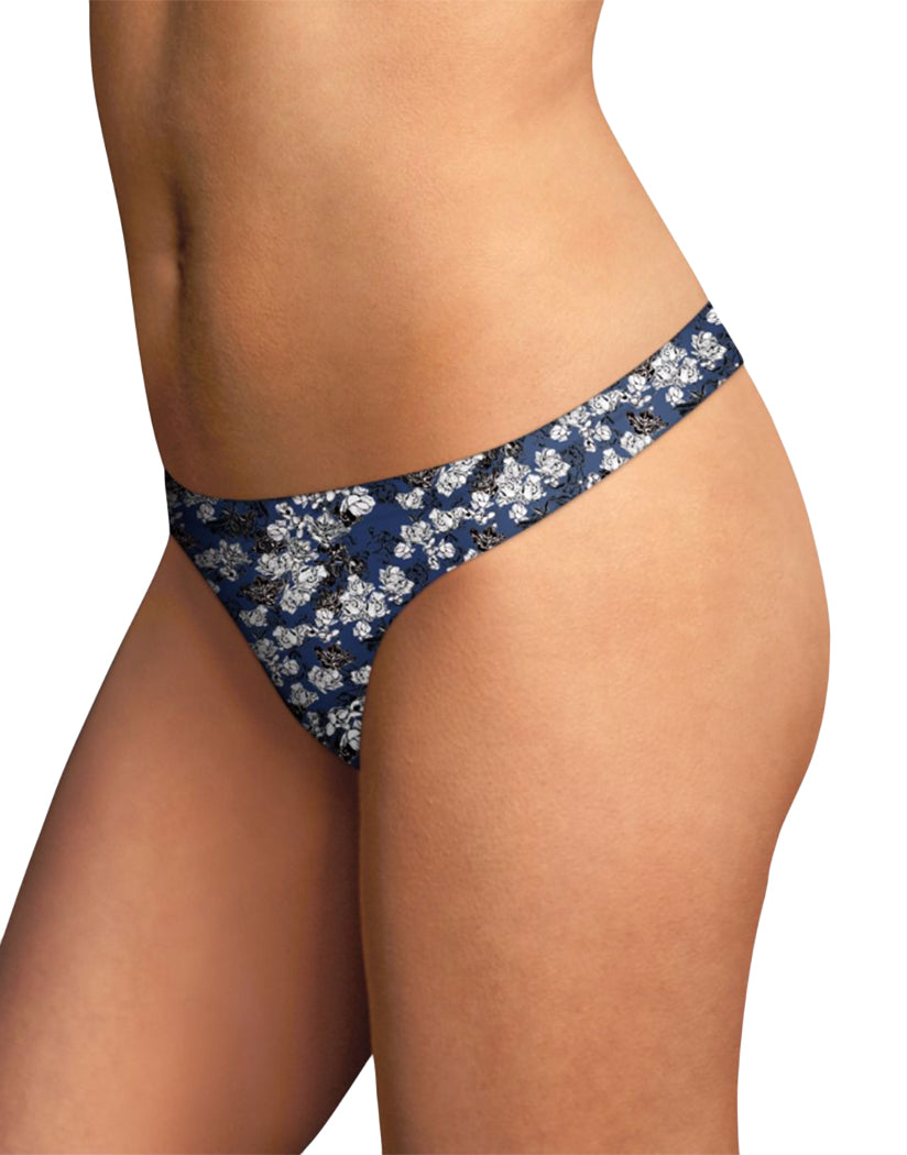 Black and Navy Blossoms Front Maidenform Comfort Devotion Thong