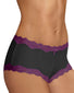 Black w/Rum Raisin Front Maidenform Cheeky Scalloped Lace Hipster 40837