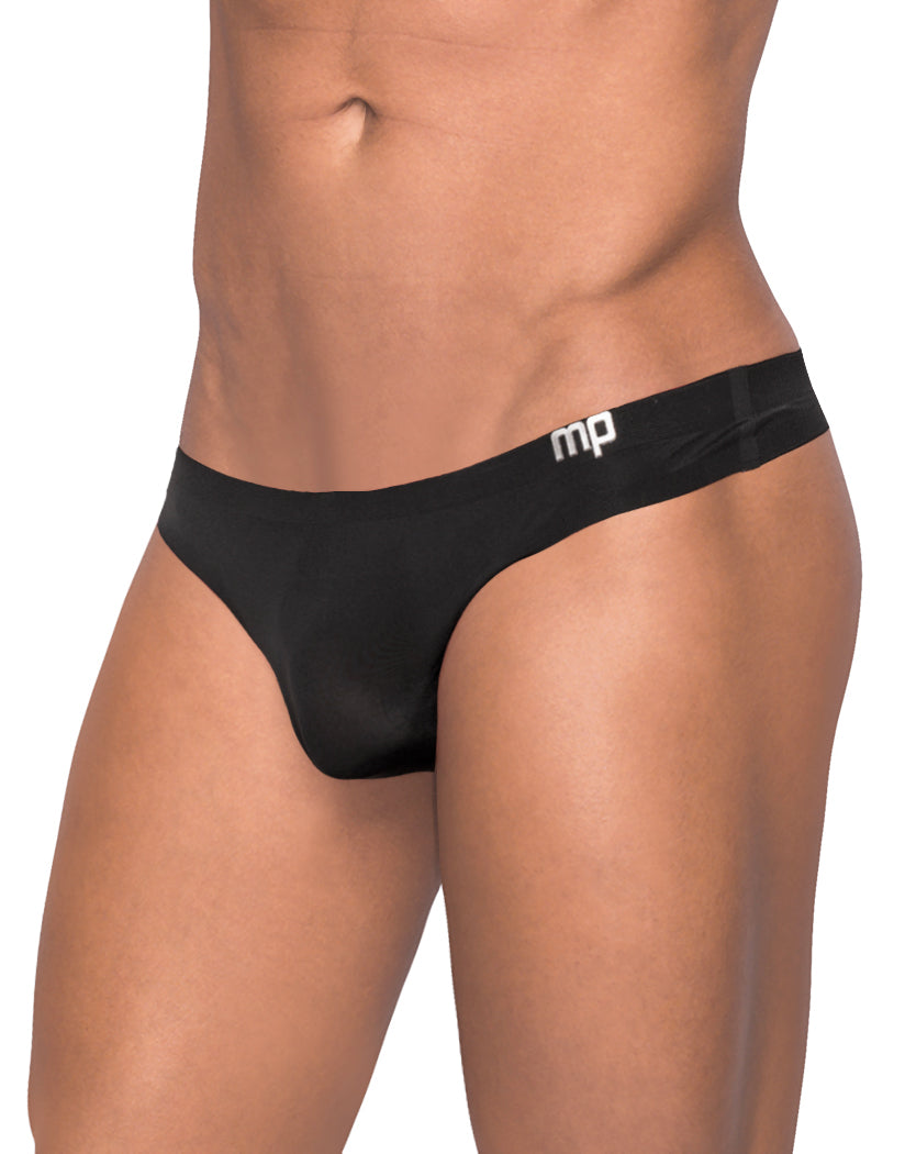 Black Front Male Power Sleek Thong with Sheer Pouch SMS-007