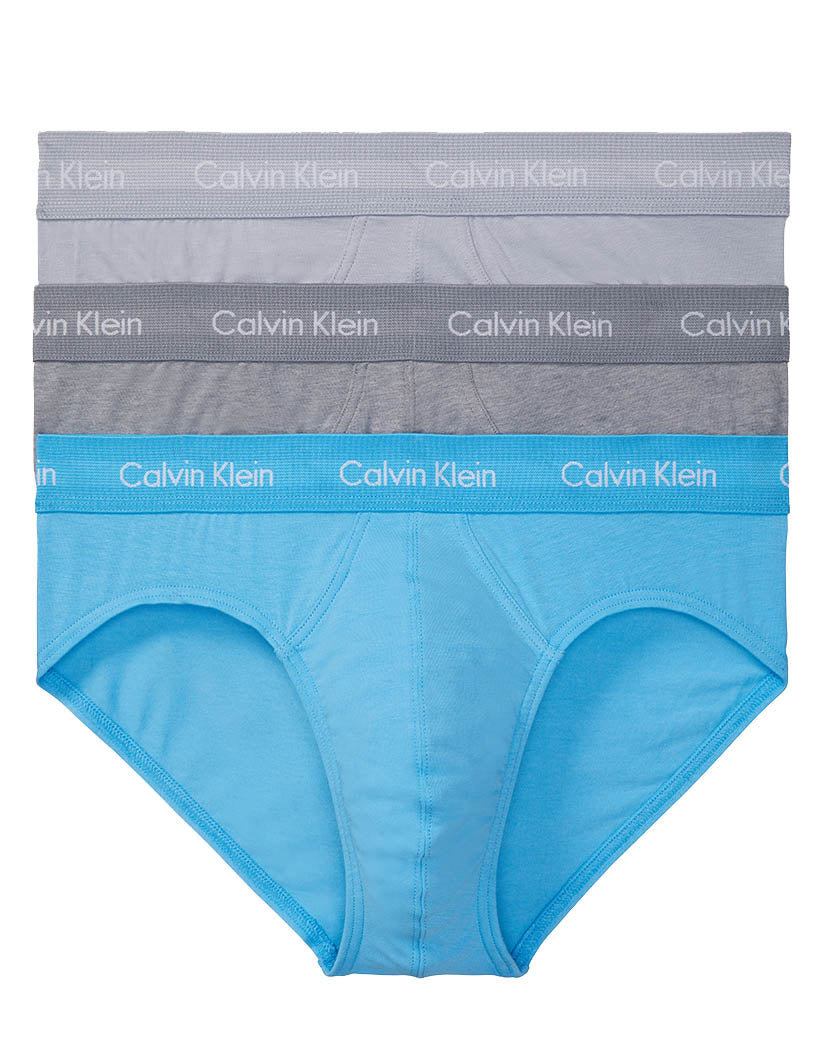 Storm Cloud/ Storm Heather/ Signature Blue Flat Calvin Klein Cotton 3-Pack Stretch Hip Brief NB2613