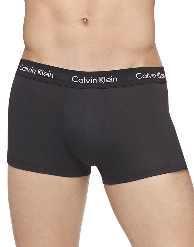 black front Calvin Klein Cotton Stretch Wicking 3 Pack Low Rise Trunk NB2614