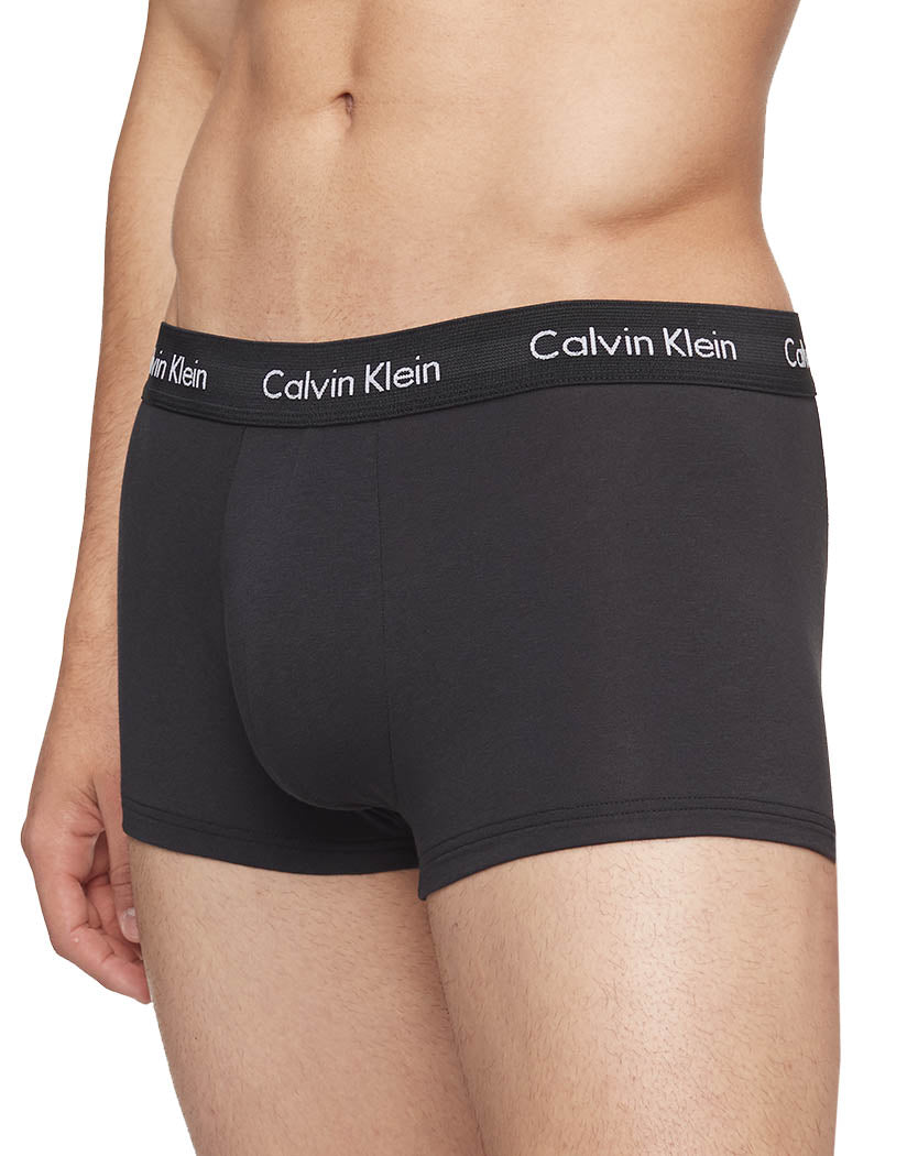 black side Calvin Klein Cotton Stretch Wicking 3 Pack Low Rise Trunk NB2614