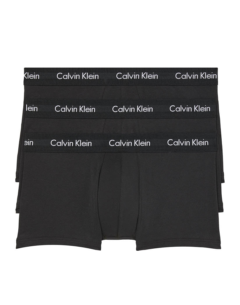 black flat Calvin Klein Cotton Stretch Wicking 3 Pack Low Rise Trunk NB2614
