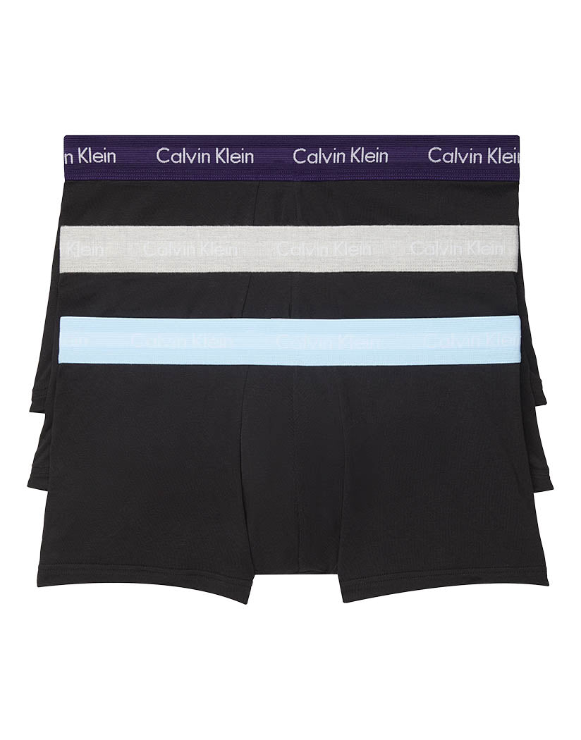 Black/Blue/Cobalt flat Calvin Klein Cotton Stretch Wicking 3 Pack Low Rise Trunk NB2614