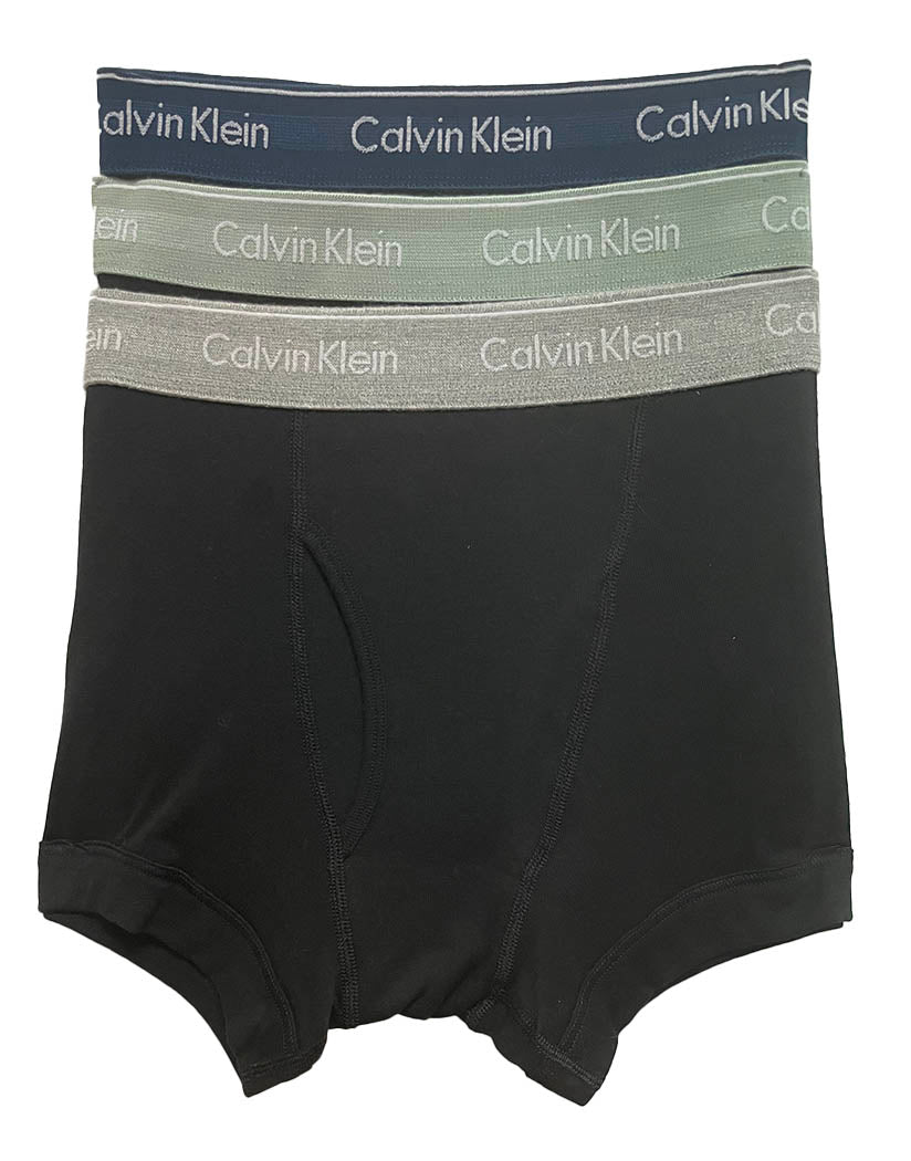 Black W/ Classic Navy/ Sage Meadow/ Grey Heather WB's Flat Calvin Klein Men's Cotton Classics 3-Pack Trunk NB4002