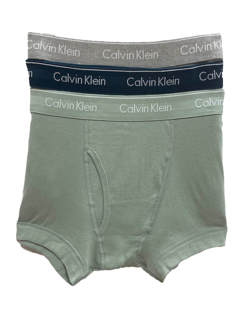 Classic Navy/ Sage Meadow/ Grey Heather Flat Calvin Klein Men's Cotton Classics 3-Pack Trunk NB4002