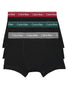 Black Bodies W/ Maya Blue, Rustic Red, Grey Heather Flat Calvin Klein Cotton 3-Pack Trunk NB4002