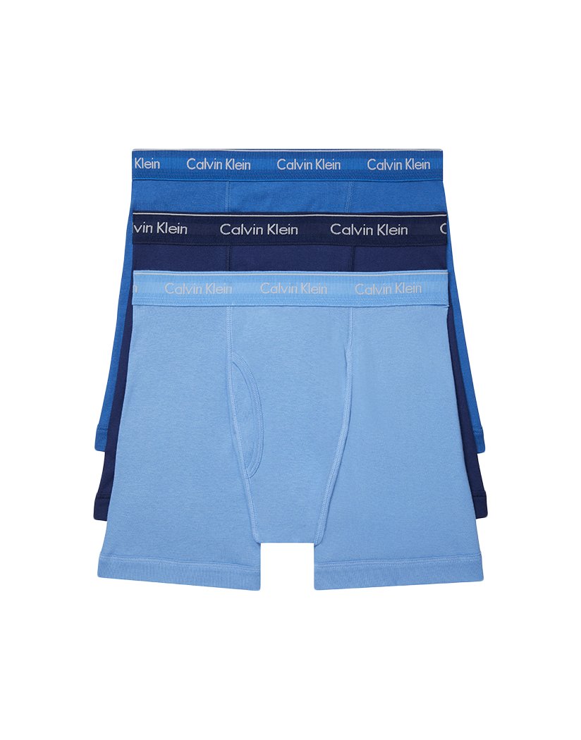 Blue Bay/Minnow/Medieval Blue Front Calvin Klein Cotton Classics 3 Pack Boxer Brief NB4003