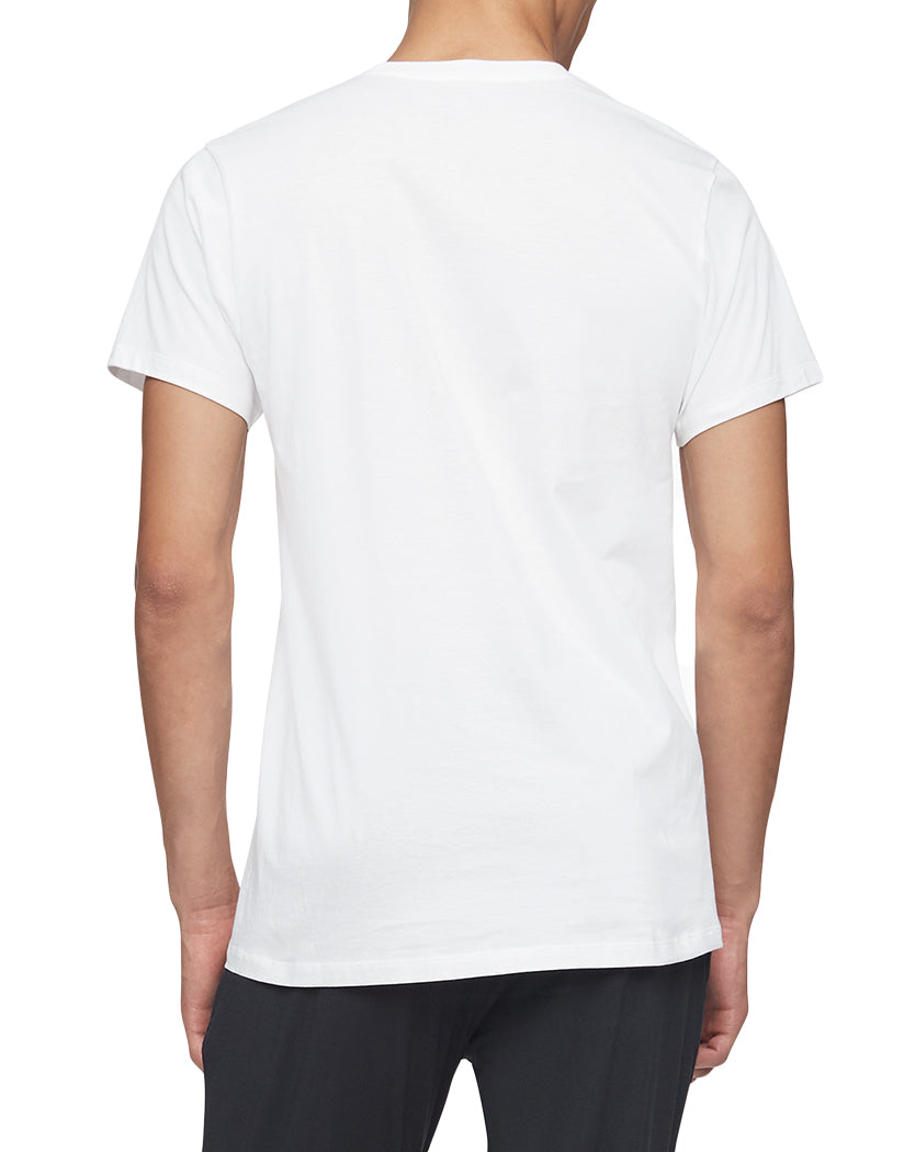 White Back Calvin Klein Cotton Classics 3 Pack Short Sleeve Crew Neck T-Shirt NB4011