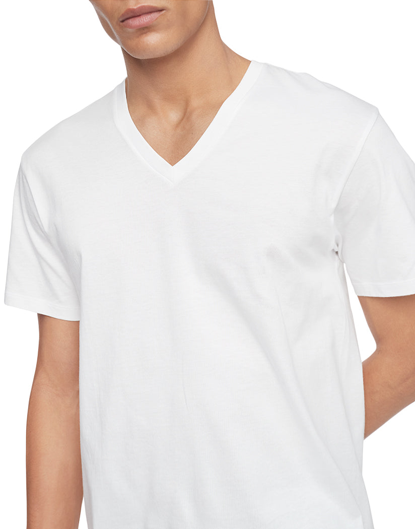 White Other Calvin Klein Cotton Classics 3 Pack Short Sleeve V Neck T-Shirt NB4012