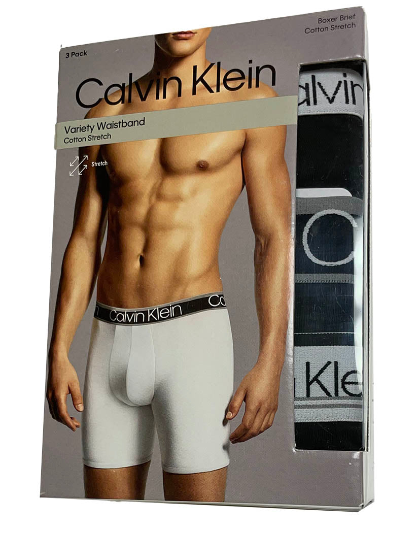 Black/Black Wolf Grey Black/Black Wolf Grey Black Front Calvin Klein WB Cotton Stretch Boxer Brief Variety Pack NP2313O