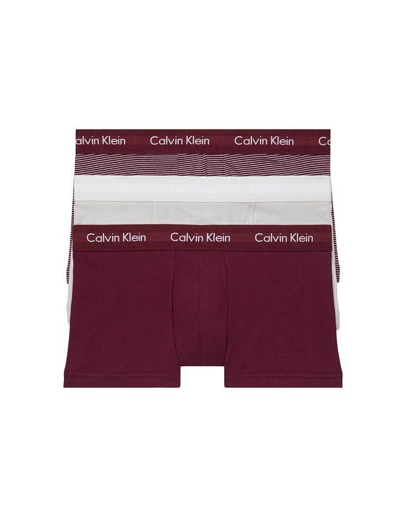 Jet Grey/Raisin Torte/Grey Stripe Front Calvin Klein 3-Pack Cotton Stretch Fashion Trunk NU2664