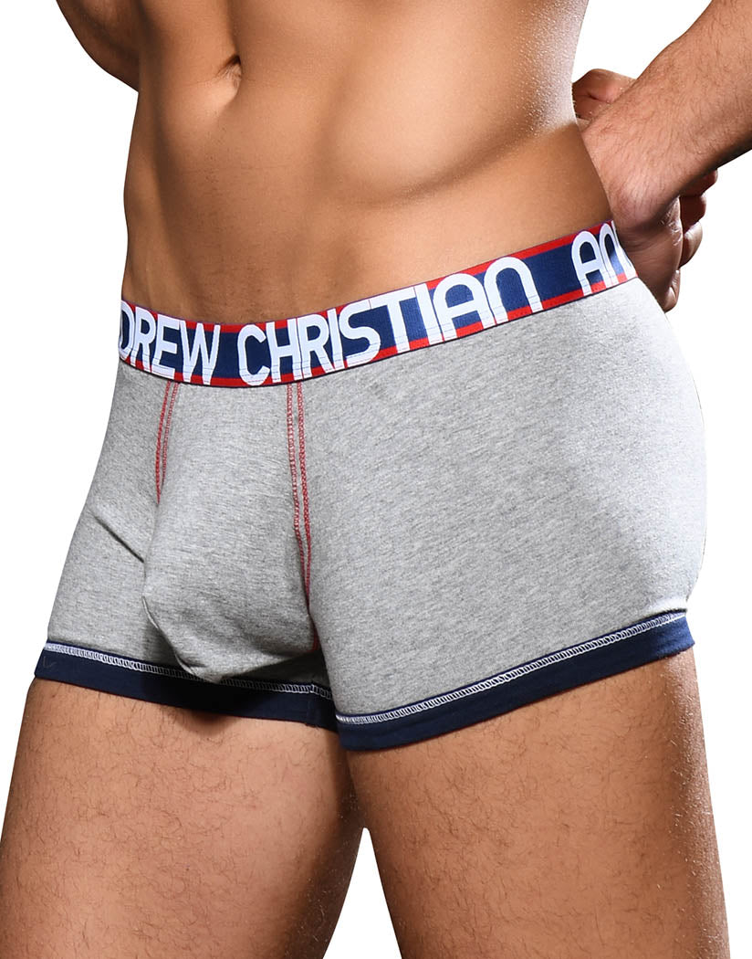 Heather Grey Side Andrew Christian Almost Naked Cotton Boxer 92183