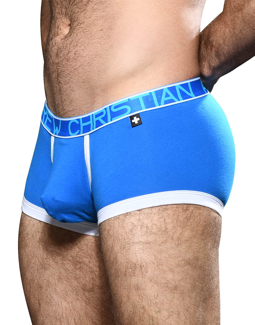 Electric Blue Side Andrew Christian Fly Tagless Boxer w/ Almost Naked 92188