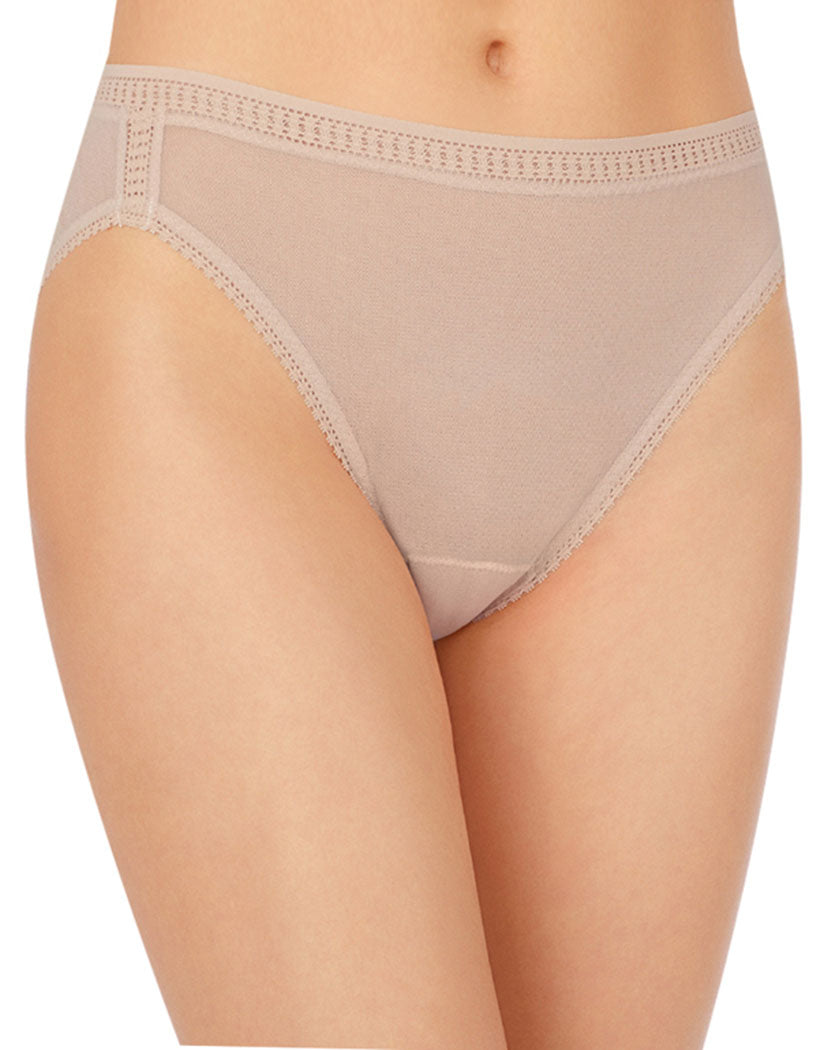 Champagne Front OnGossamer Sheer Mesh Hi-Cut Plus Size Brief Panty 3012X