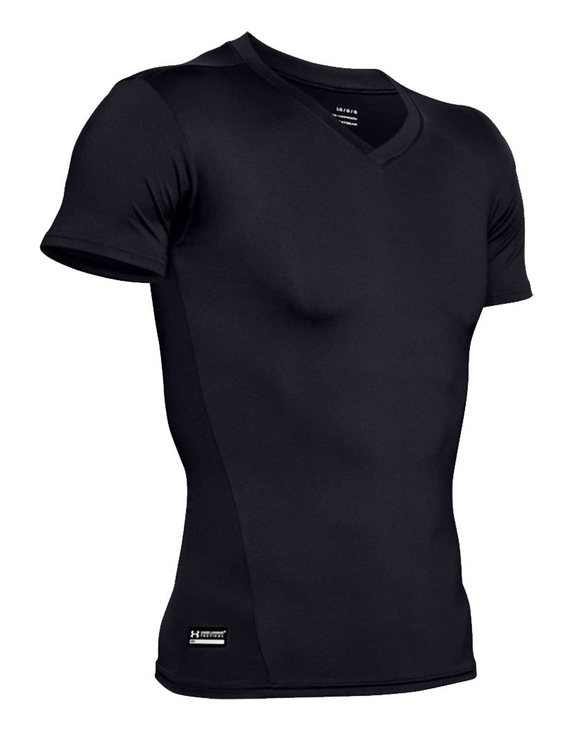 Black/ Clear Front Under Armour Tactical Heat Gear Compression V-Neck Shirt 1216010