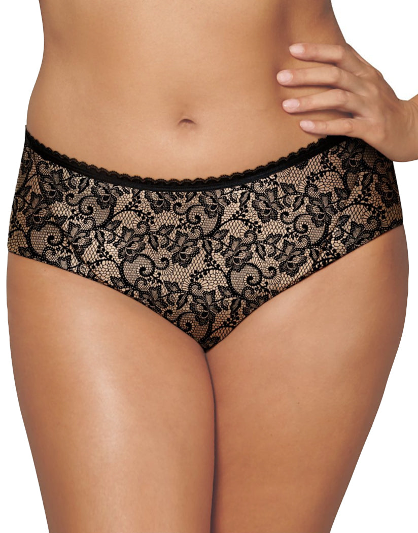 Black/Nude Lace Print Front Playtex Incredibly Smooth Cheeky Hipster PSCHHL
