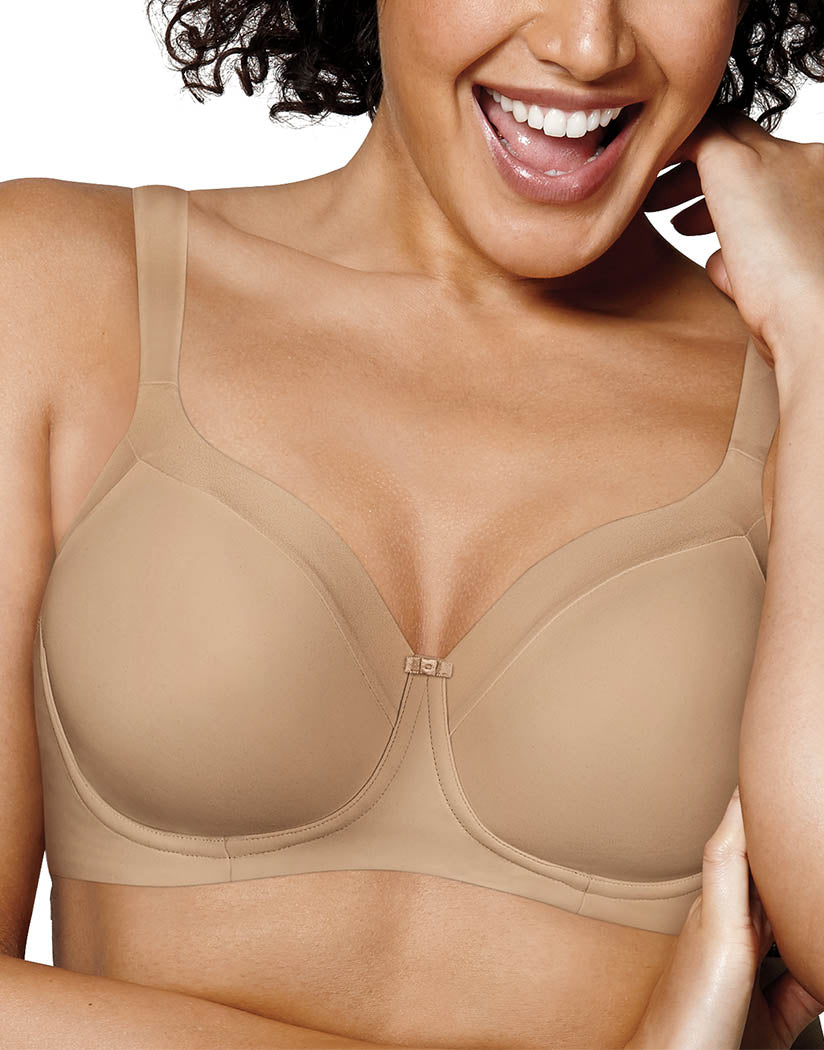 Taupe Front Playtex Secrets Shapes & Supports Balconette Full Figure Wirefree Bra US4824
