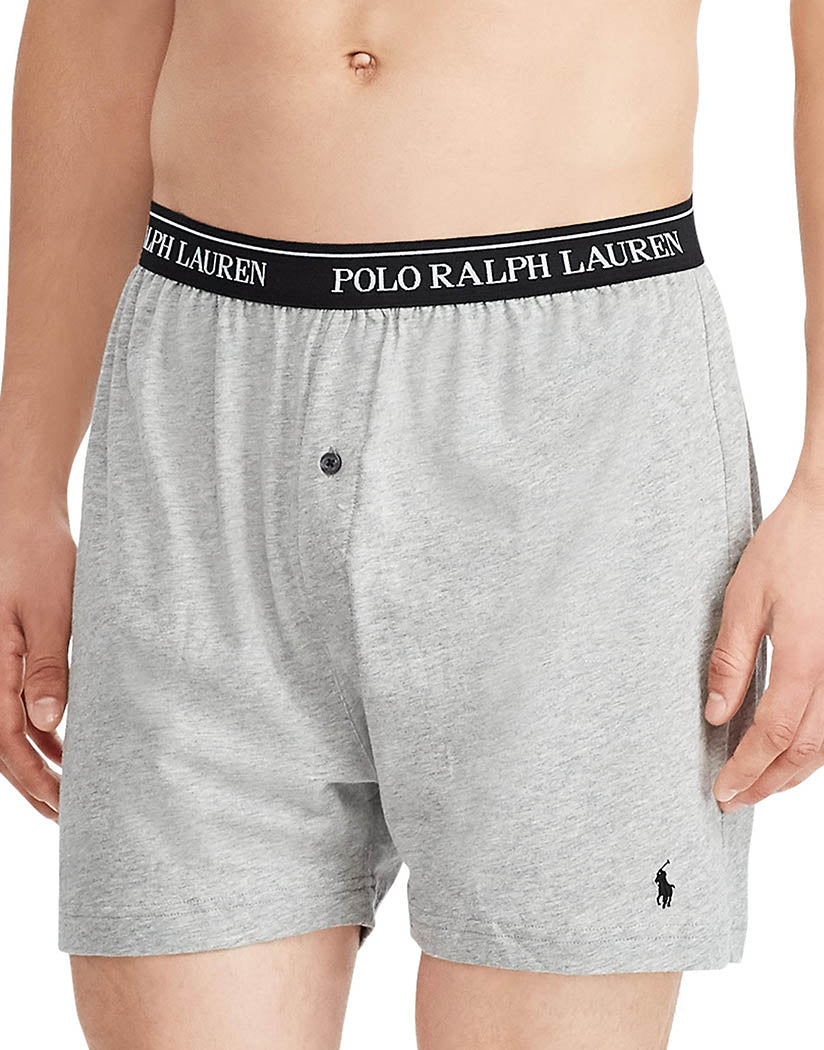 Andover Heather/ Andover Heather/ Madison Heather/ Polo Black/ Polo Black Front Polo Ralph Lauren Classic Fit Cotton Knit Boxer 5-Pack RCKBP5