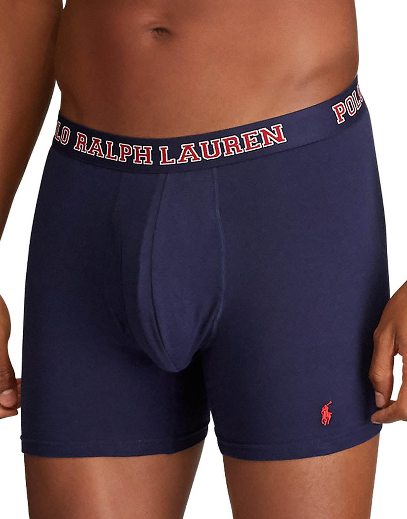 Cruise Navy/ Andover Heather/ White Front Polo Ralph Lauren Breathable Mesh Boxer Brief 3-Pack RMBBP3