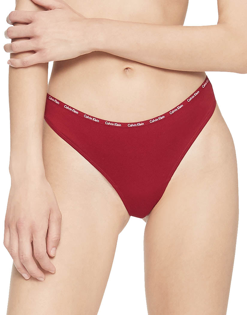 Red Gala/ Black/ Grey Heather/ White/ Sweet Berry Front Calvin Klein Women Signature Cotton 5-Pack Thong QD3712
