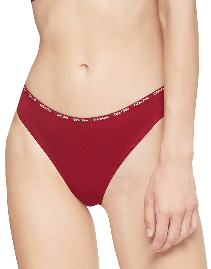 Red Gala/ Black/ Grey Heather/ White/ Sweet Berry Front Calvin Klein Women Signature Cotton 5-Pack Thong QD3712