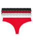 Red Gala/ Black/ Grey Heather/ White/ Sweet Berry Flat  Calvin Klein Women Signature Cotton 5-Pack Thong QD3712