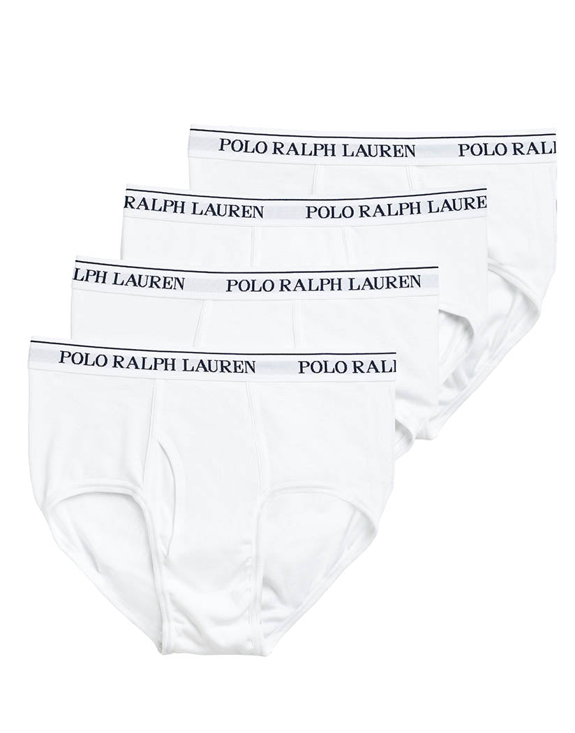 White Flat Polo Ralph Lauren 4-Pack Classic Fit Brief with Wicking RCF3P4