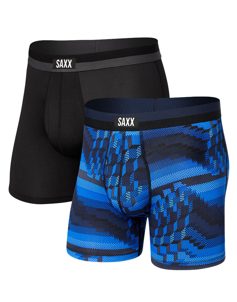 Cubic Stripe/Black Front SAXX Sport Mesh Boxer Brief 2 Pack SXPP2M