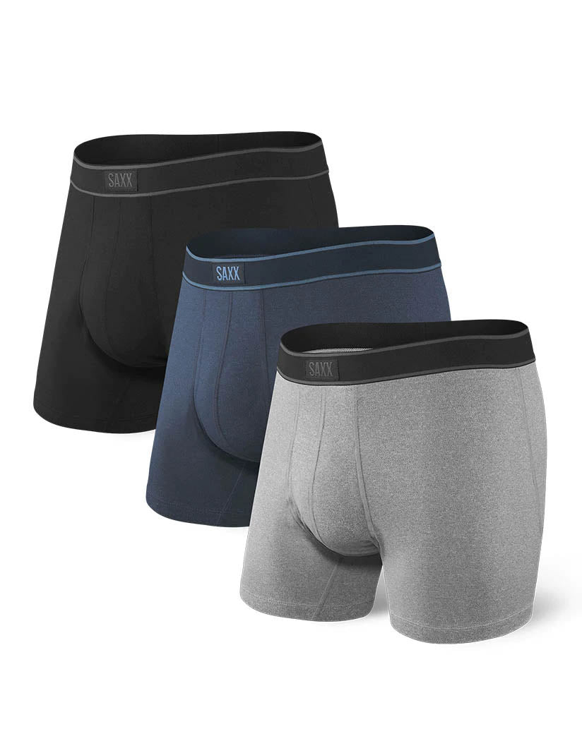 Black/Grey/Navy Front SAXX Daystripper Boxer Brief Fly 3-Pack SXPP3B