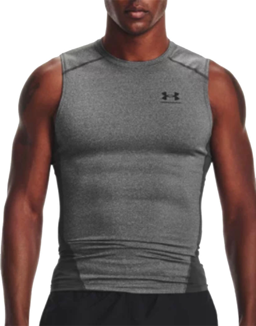 carbon heather/black front Under Armour HeatGear Armour Compression Sleeveless Tank 1361522