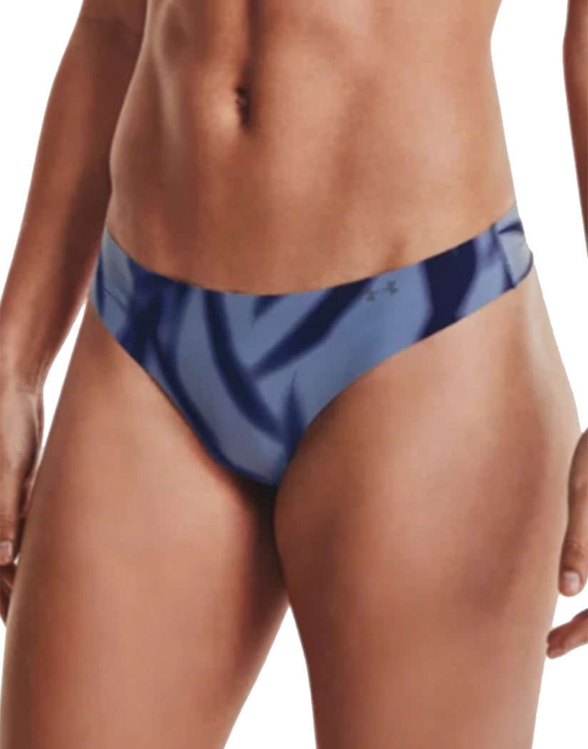 Mineral Blue/Mineral Blue/Black front Under Armour Women Pure Stretch Printed Thong 3 Pack 1325617