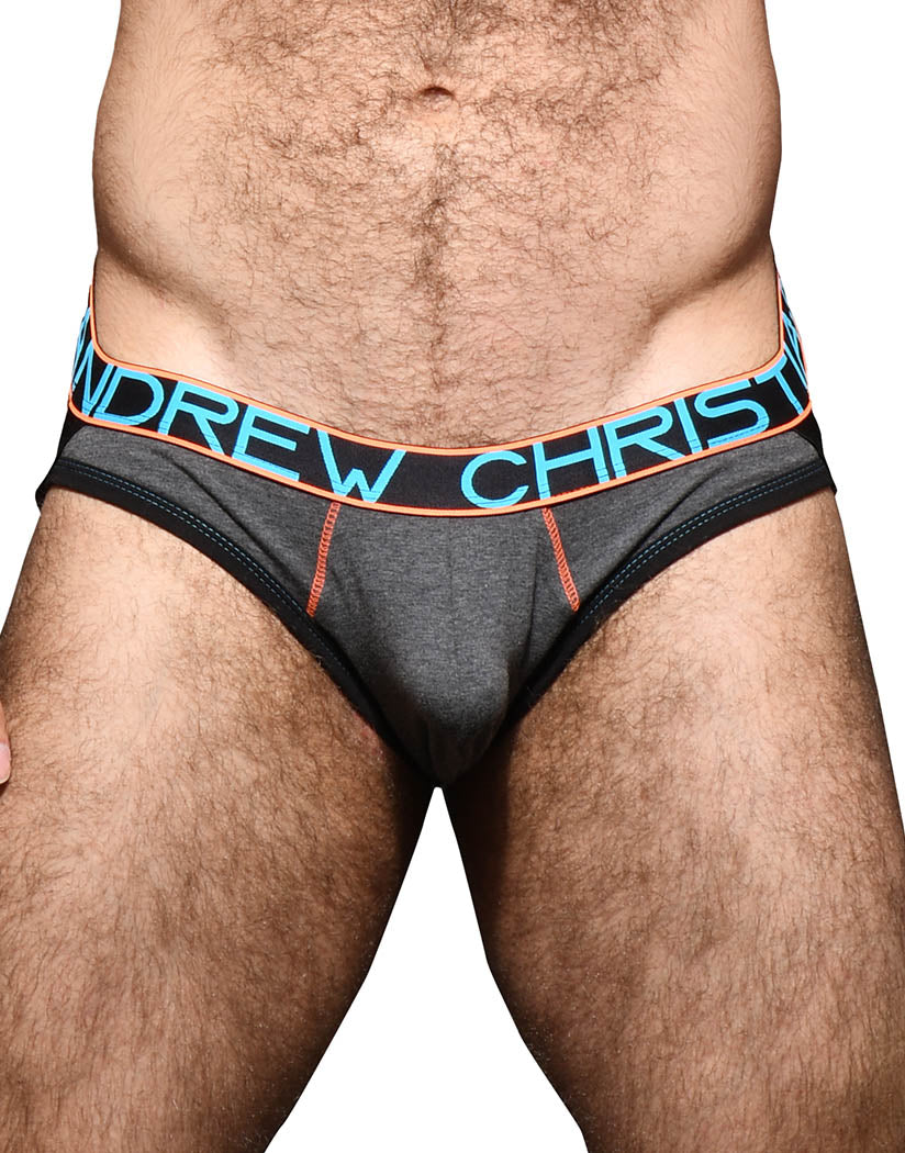 Charcoal Front Andrew Christian CoolFlex Modal Brief Jock w/ Show-It 92154