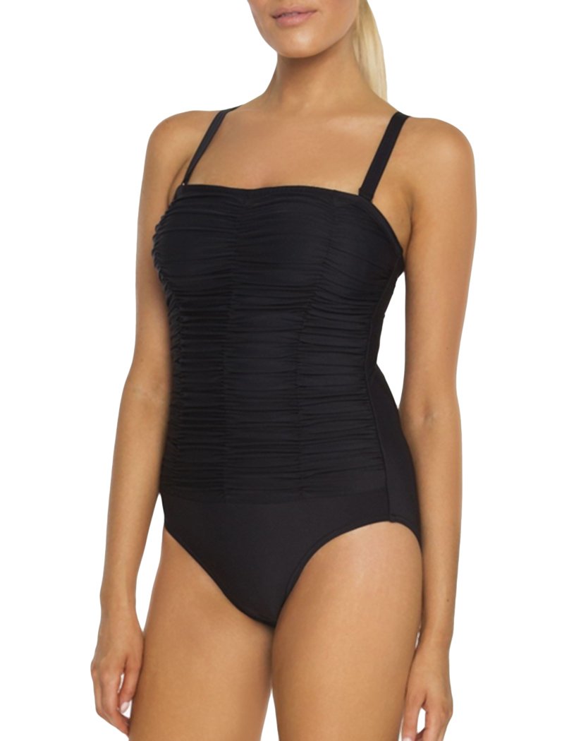 Black Front TOGS Gathered Black Bandeau One Piece 1009012