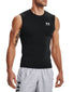 Black/White Front Under Armour HeatGear Armour Compression Sleeveless Tank 1361522