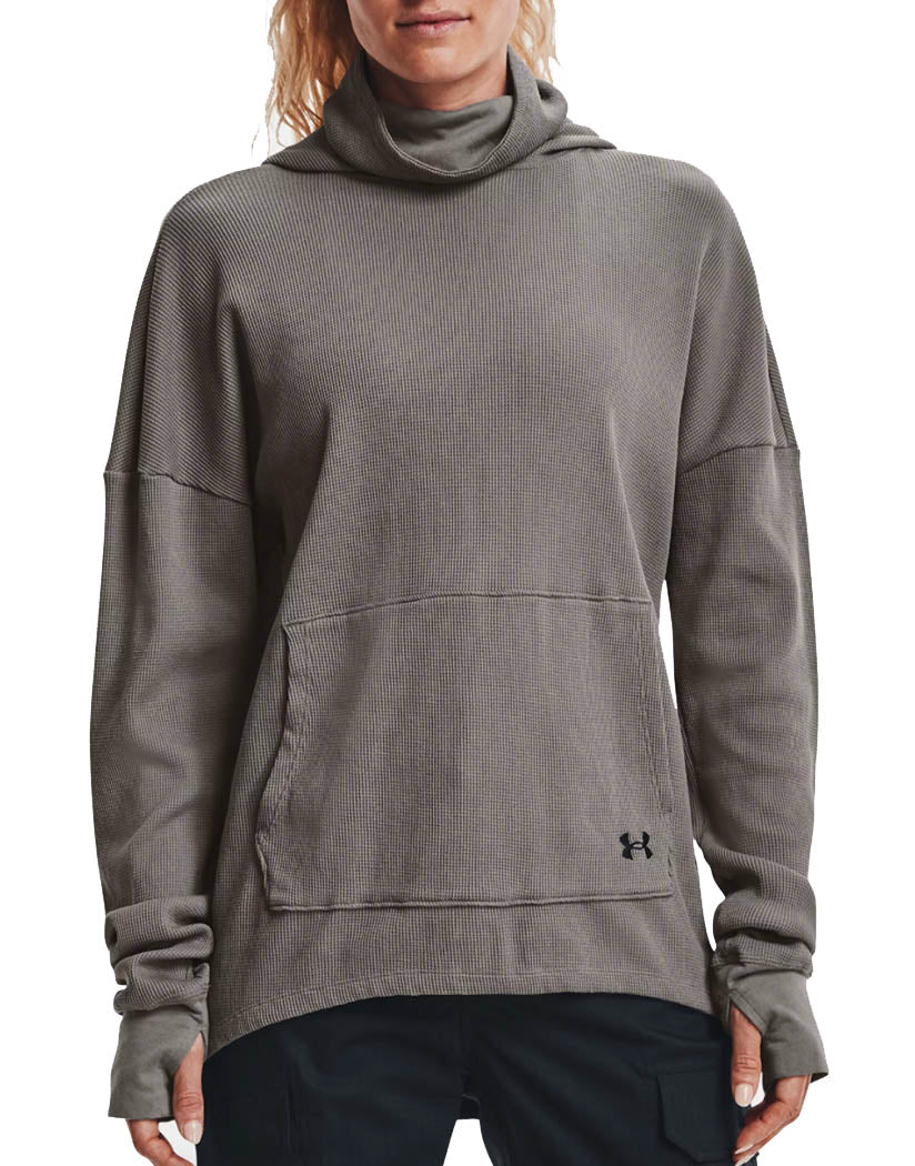 Concrete/Black Front Under Armour Waffle Funnel Hoodie 1365747