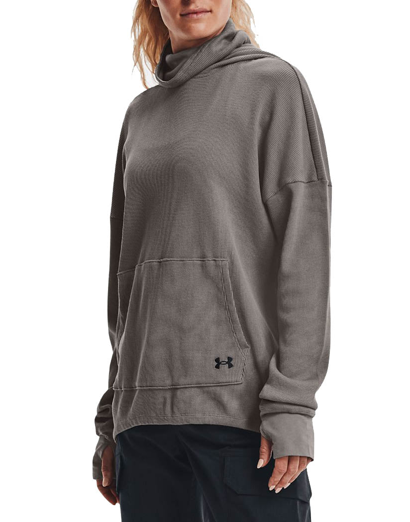 Concrete/Black Front Under Armour Waffle Funnel Hoodie 1365747 Media 1 of 4