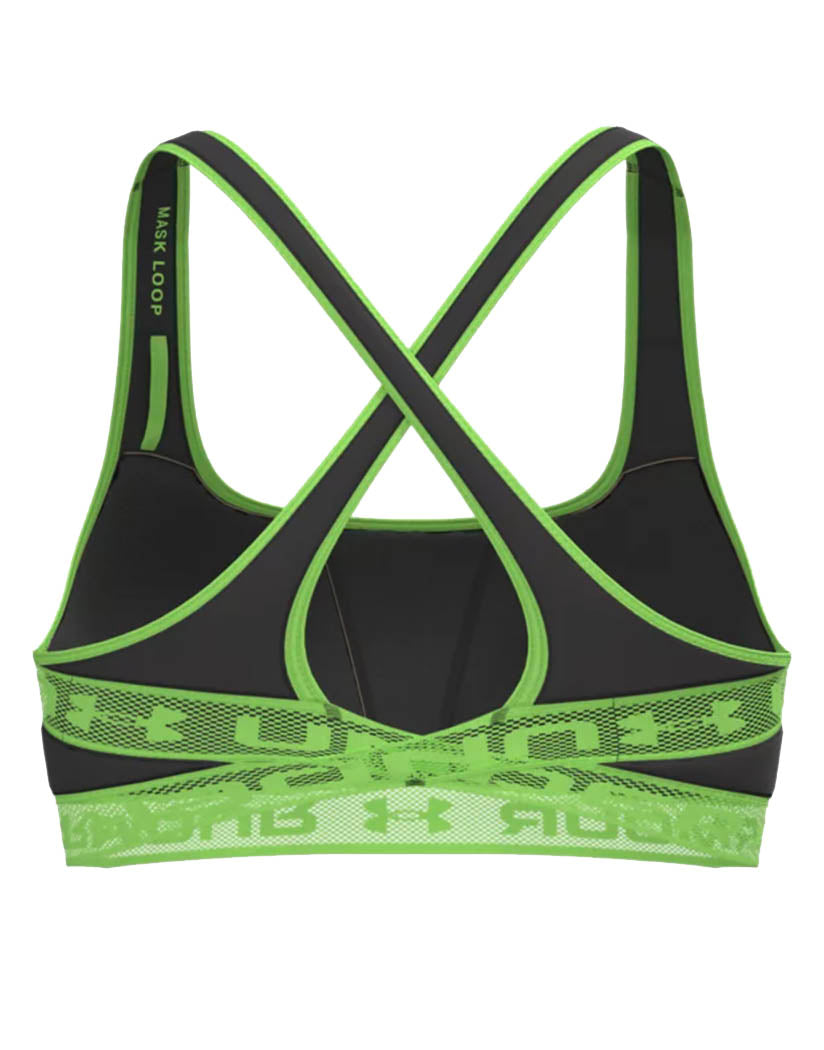 Jet Gray/ Quirky Lime Back Under Armour Crossback Mid Solid NE Bra 1371372