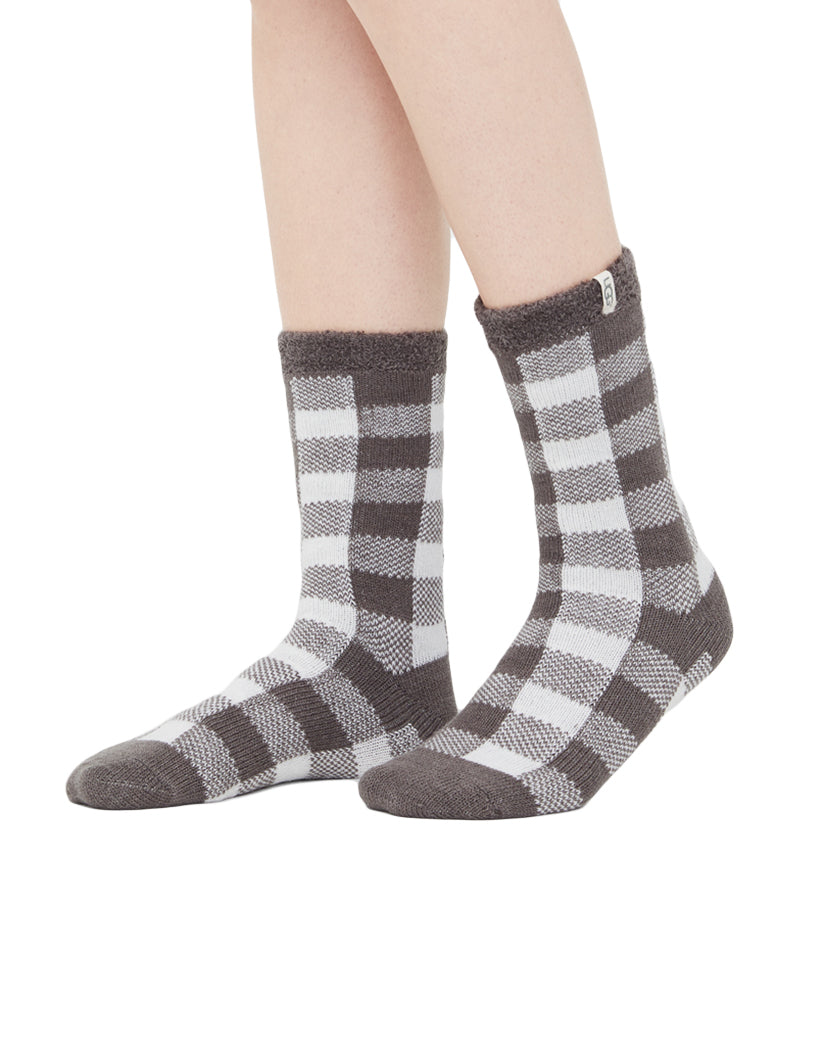 Charcoal/White Front UGG Women Vanna Check Fleece Lined Sock 1097711