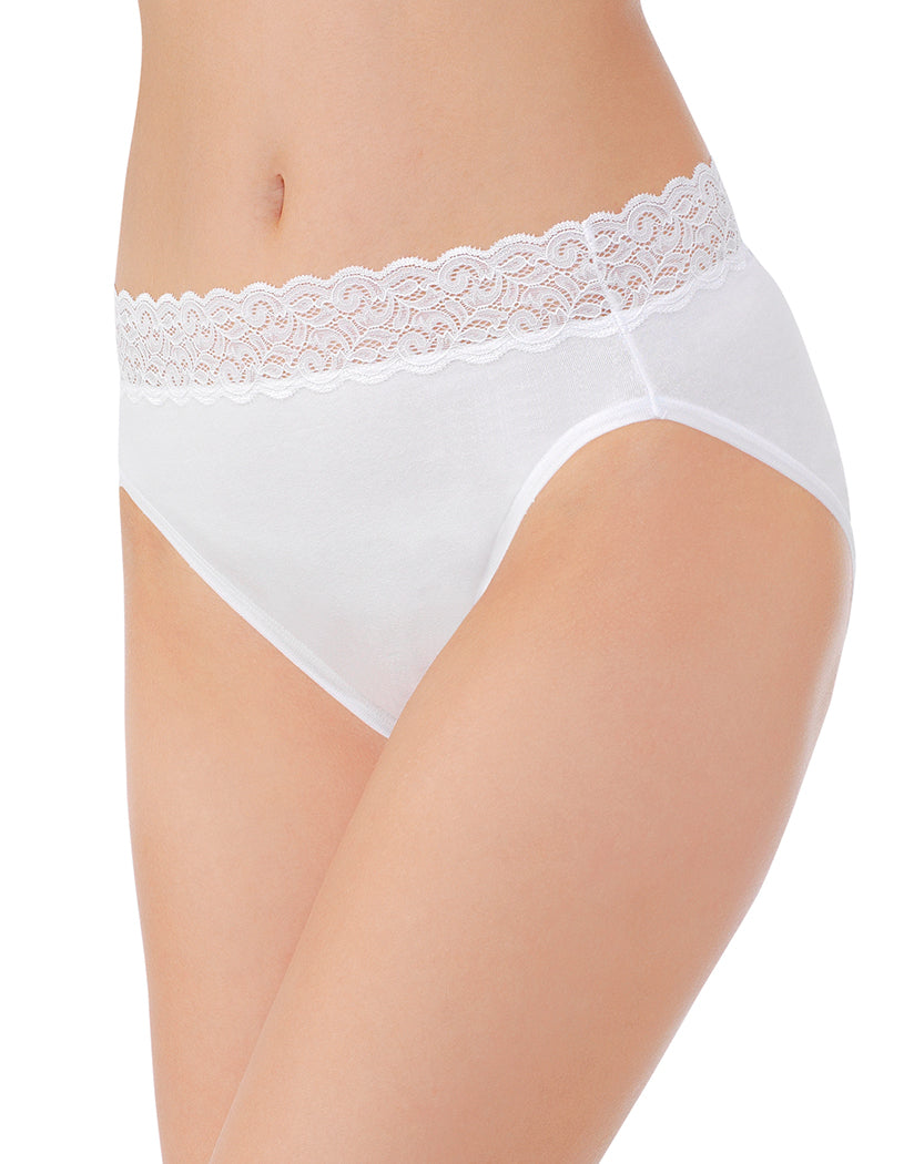 Star White Front Vanity Fair Flattering Lace Cotton Stretch Hi Cut Brief 13395