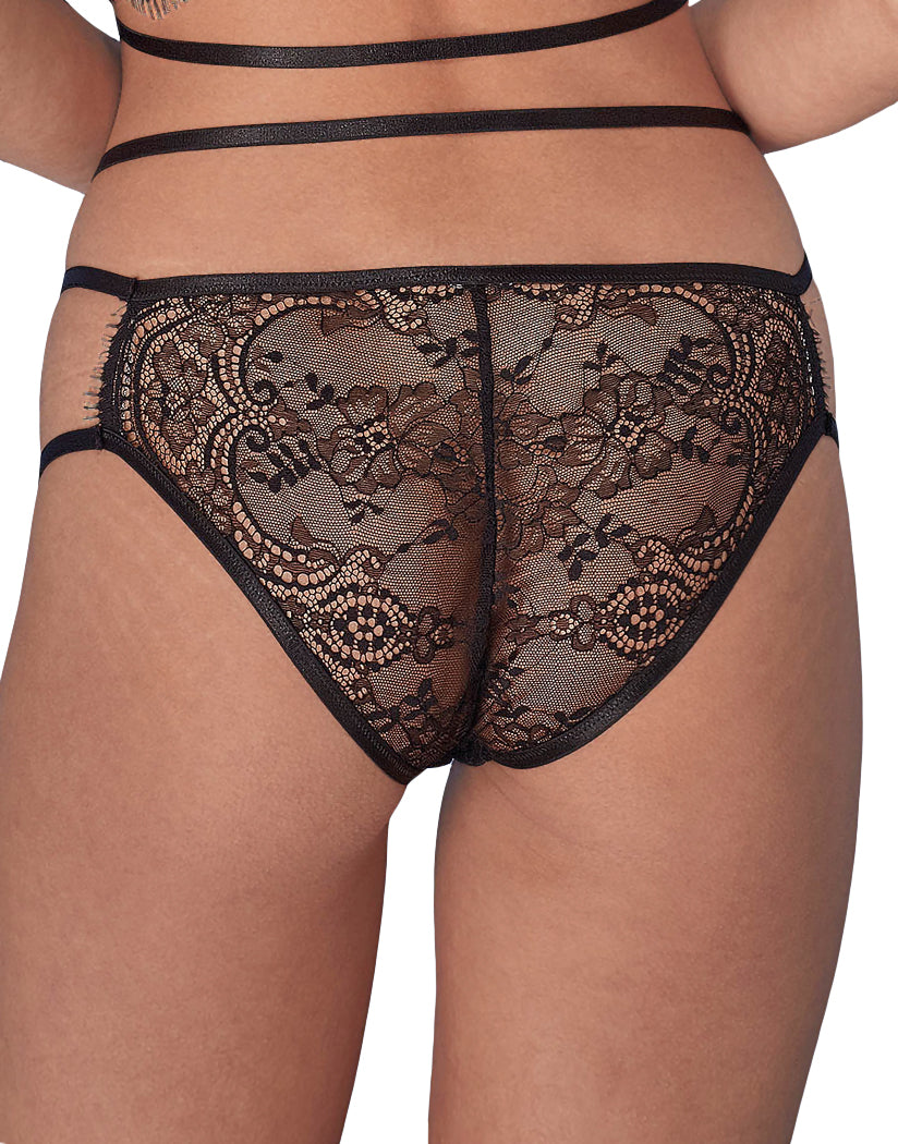 Black Floral Lace Back Wolf & Whistle Tanja Black Lace Strappy Brief WWL443B