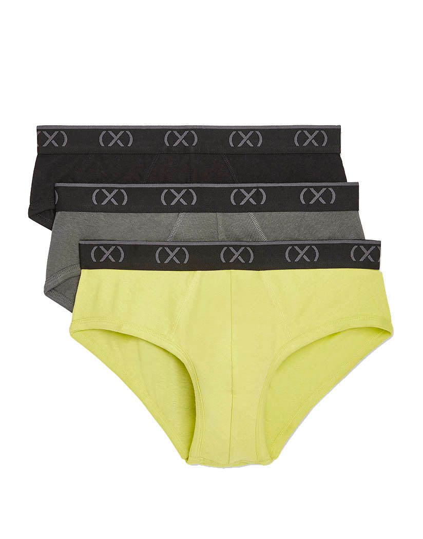 Black/Lead/Neon Yellow Flat 2xist 3-Pack No Show Brief X40020