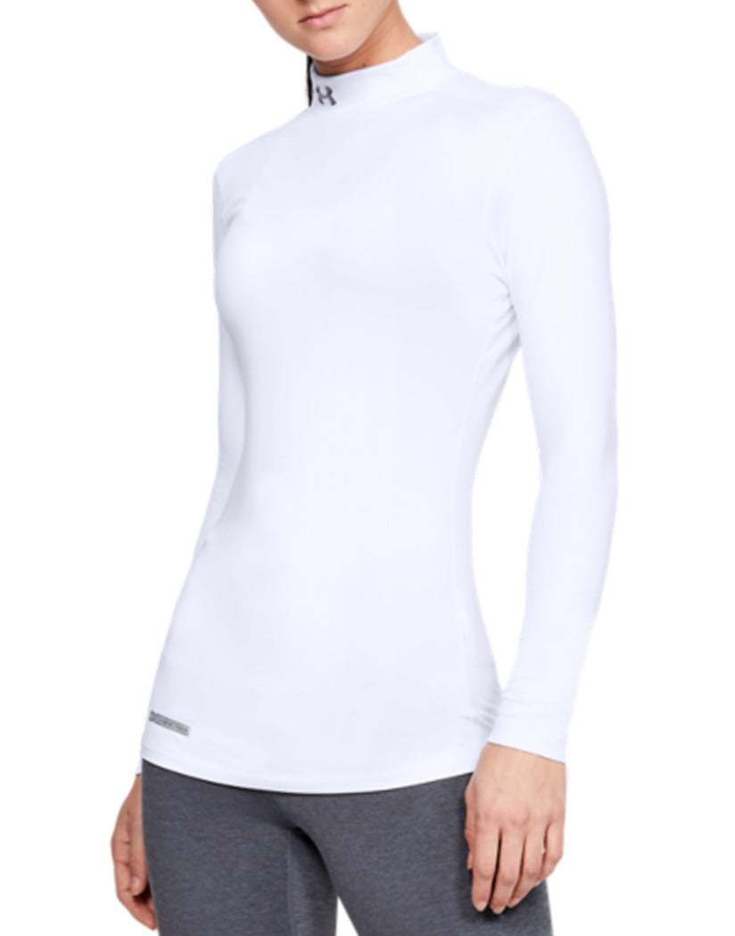 White Front Under Armour Women ColdGear Fitted Long Sleeve Mock 1215968